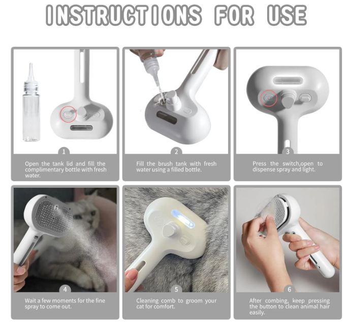 Brosse pulvérisatrice pour poils d'animaux