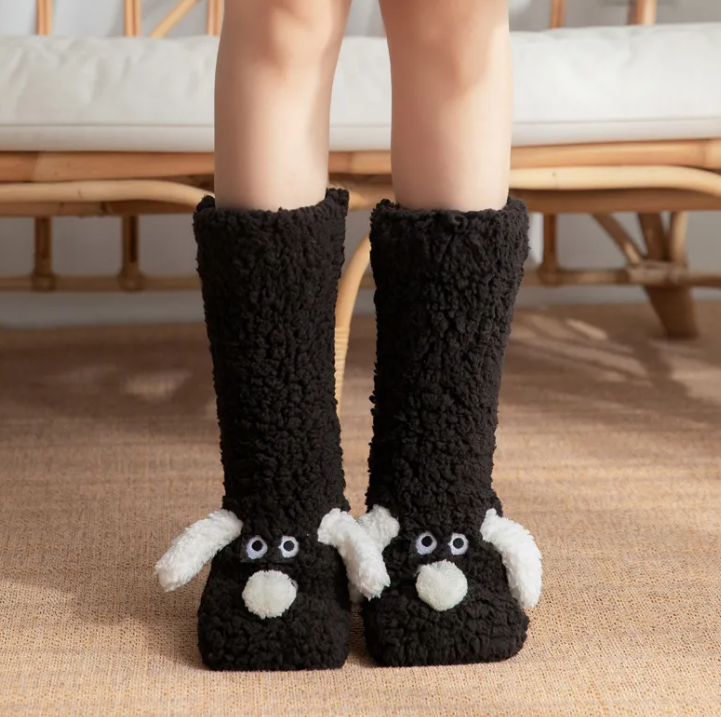 Chaussettes douillettes pour femme motif chien