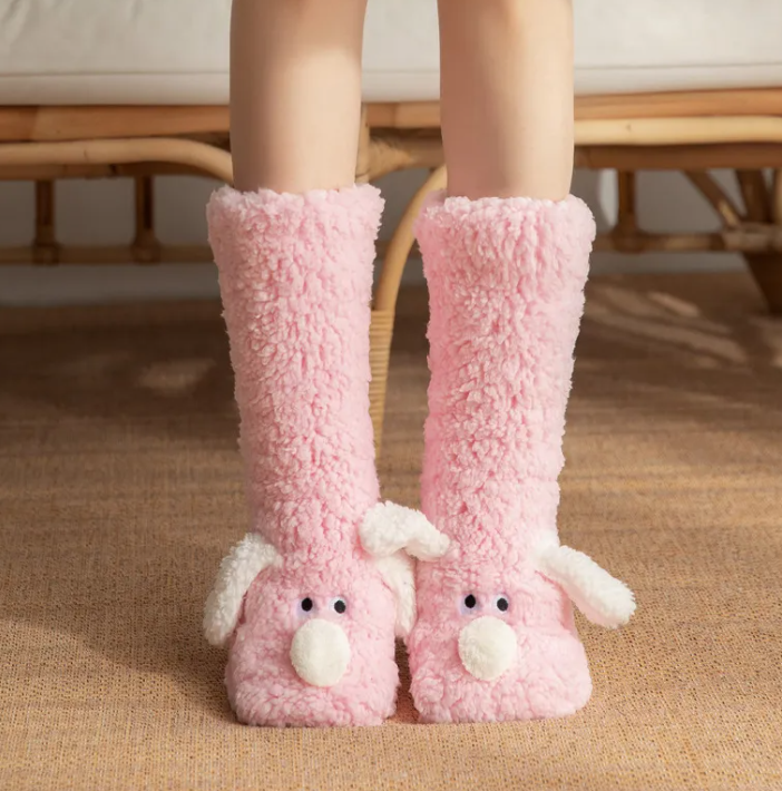 Chaussettes douillettes pour femme motif chien